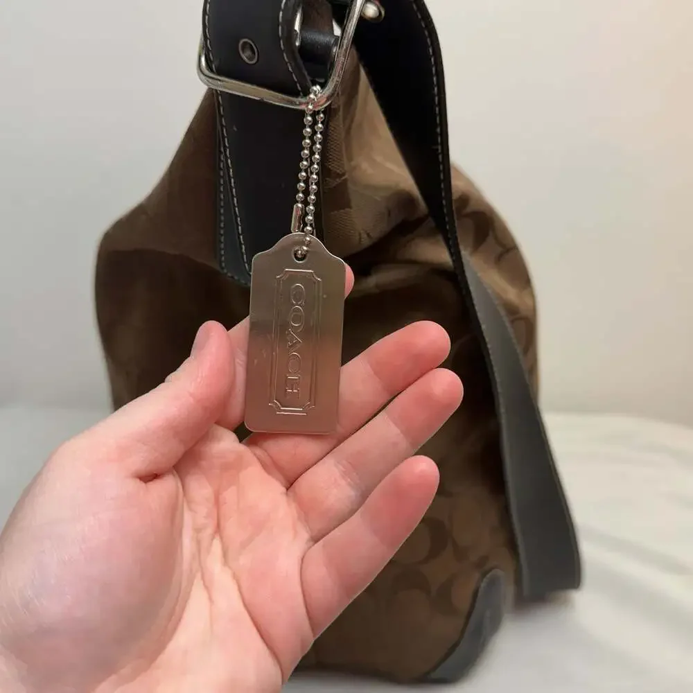 Coach Signature Canvas Hobo Bag in Brown/Tan